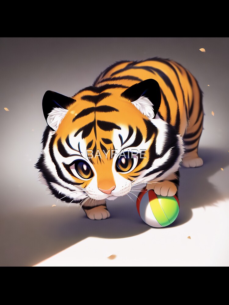 Cute Baby Tiger Playing With Ball by BAYFAIRE