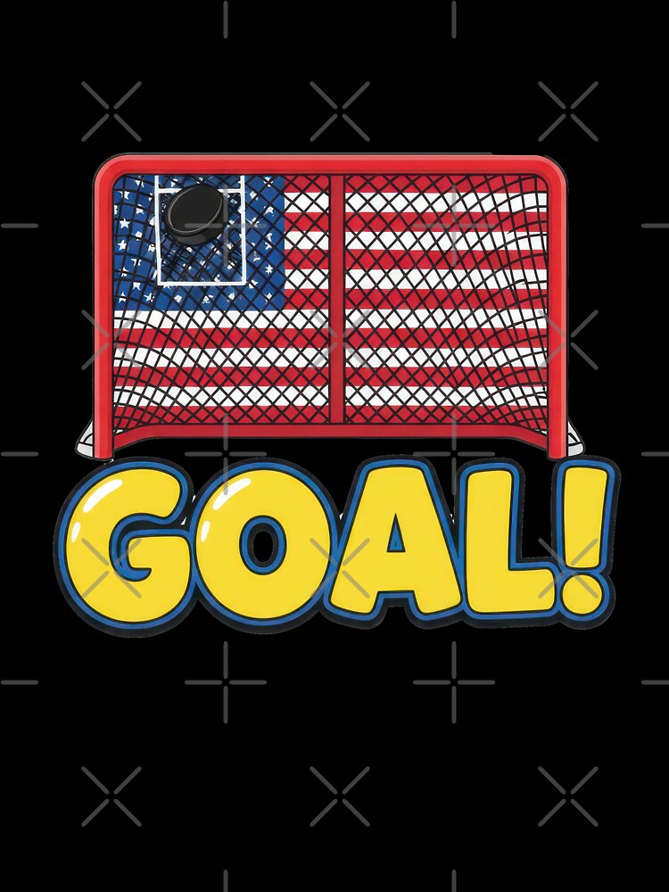 Exciting hockey goal, complete with puck in American flag net by Jdee23