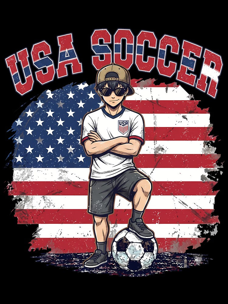 Anime Soccer Player USA Flag - Patriotic Striker Graphic by lamiarte