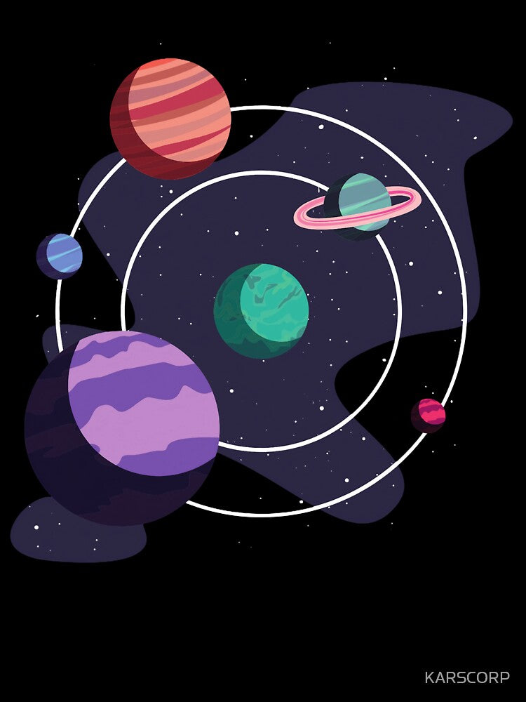 Planets In Space Graphic Printed T-Shirt by KARSCORP