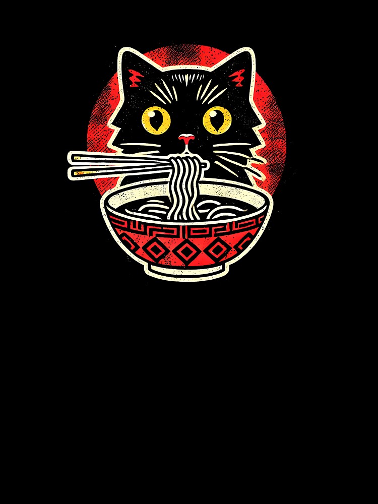 Anime Cat Ramen Japanese Funny Graphic Tees Kawaii Cat Anime by cawtoon