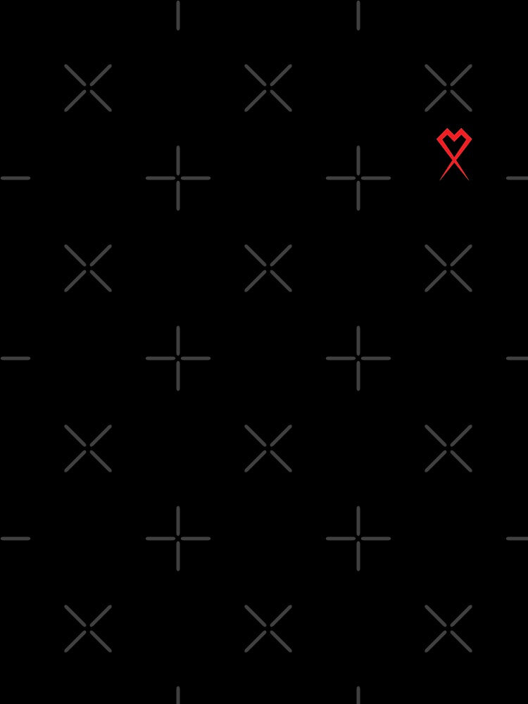Plain black solid black color small red heart geometric shape design by Ray Loka
