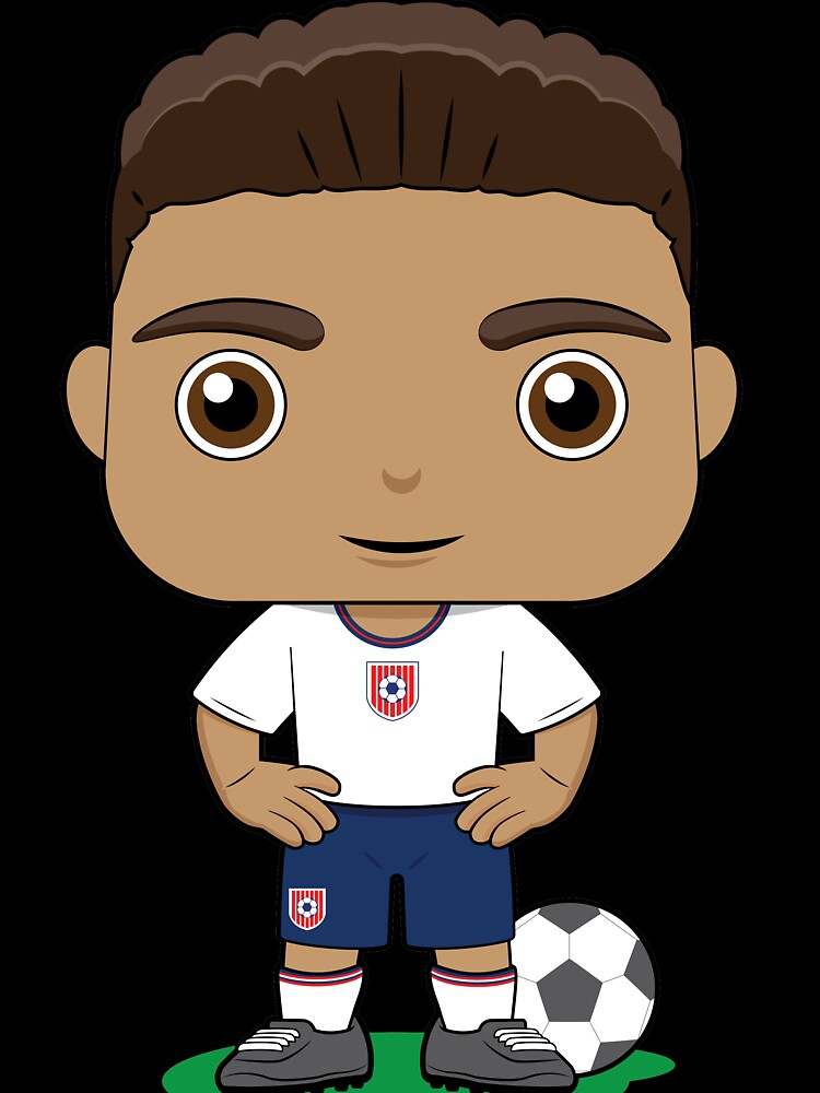 Cute soccer boy player design in blue white kit by essjaydesigns