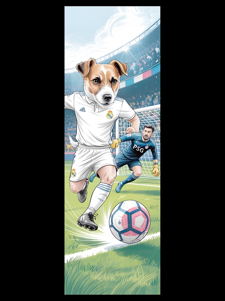 Fun Dog Playing Soccer Vs Goalie Cartoon Art By Merch, Limited Edition by COOPERFRINK