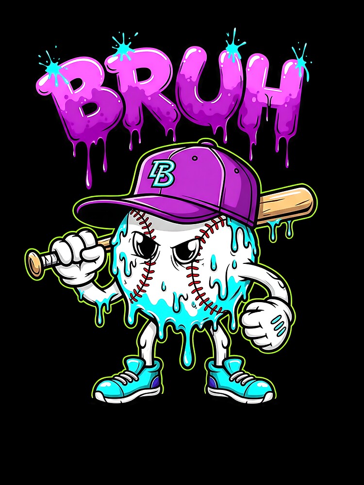 Baseball Ice Cream Drip Youth Bruh Baseball For Girls & Boys by diyoor