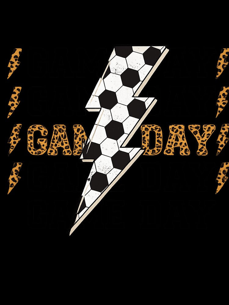 Bold Game Day Lightning Soccer Design with Leopard Print Accent by haitrieuic96
