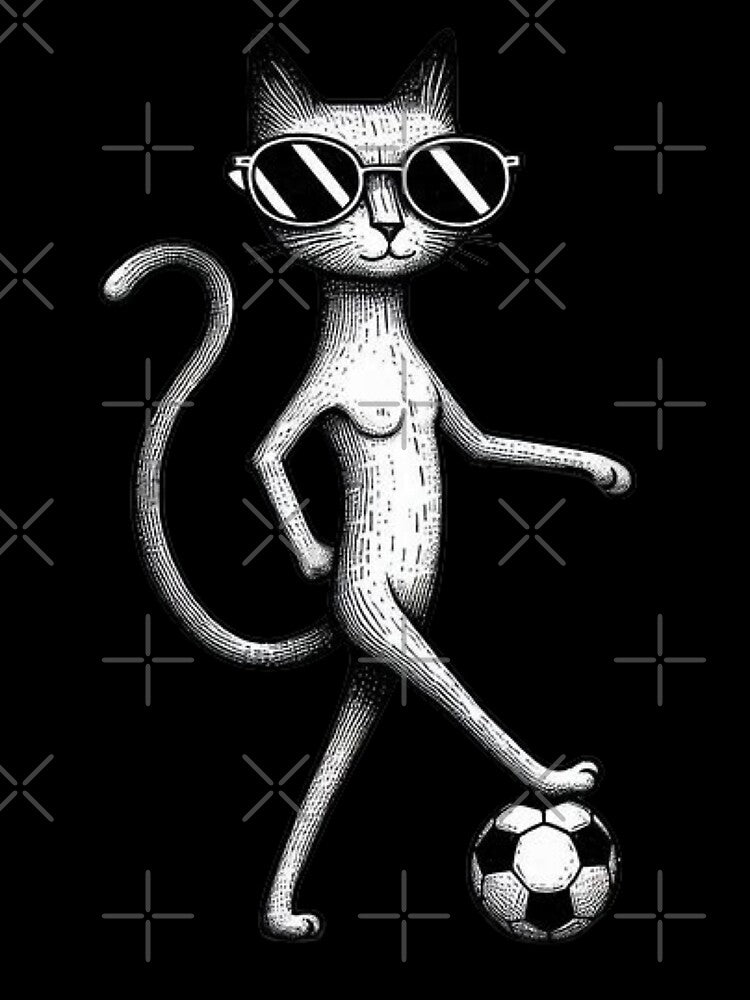 Line Art Cat Soccer by Myra365Art