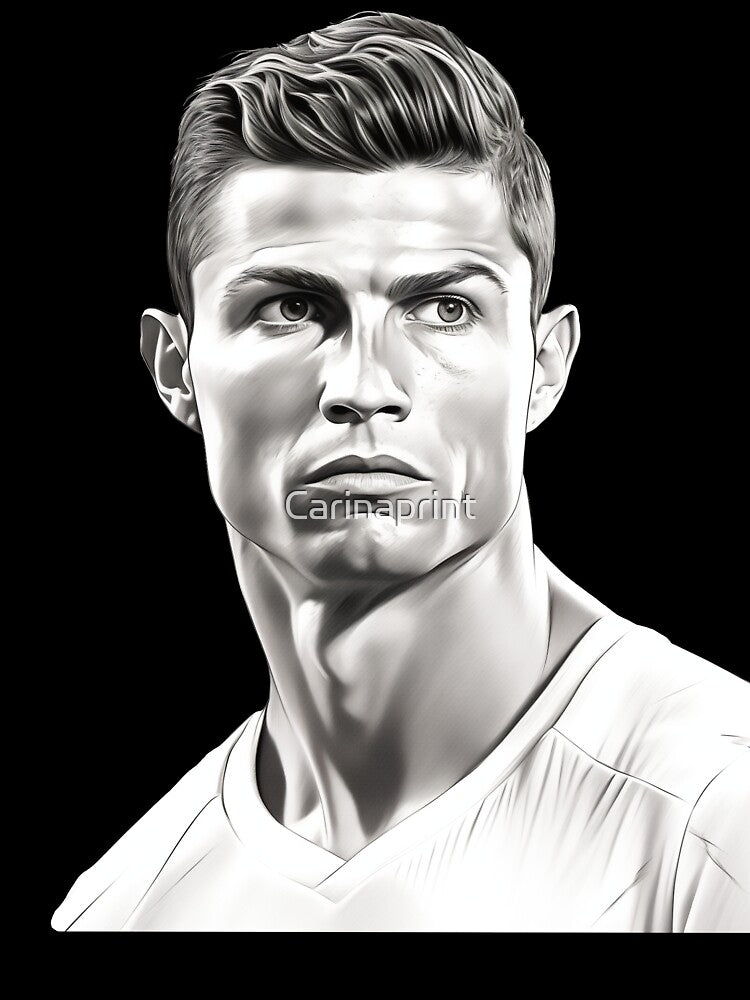 Portrait Cristiano Ronaldo black and white design by Carinaprint
