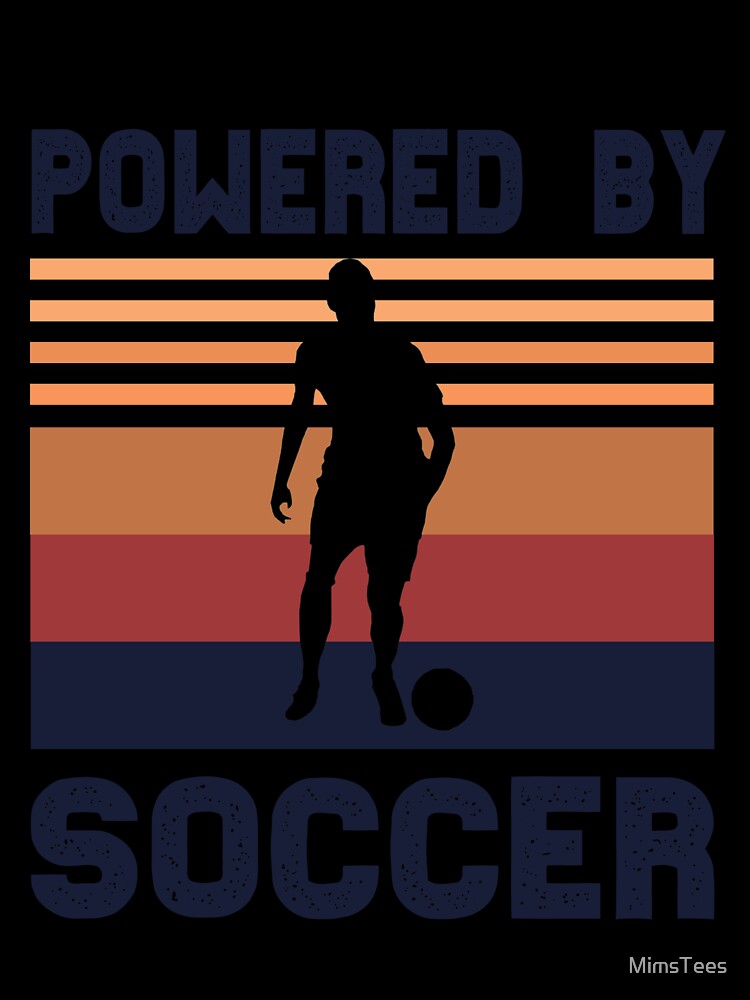 Powered by Soccer Vintage Retro Sunset Football by MimsTees