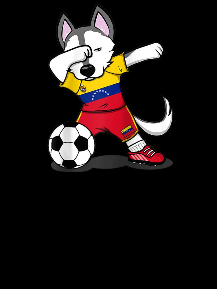 Dabbing Husky Dog Venezuela Football Venezuelan Flag Soccer by Ramon-Hodges-48