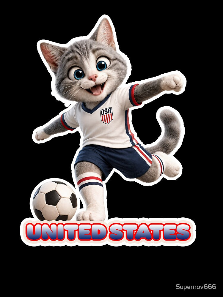 Sticker - Decal - United States Soccer Cat by ForeverPrintsOK