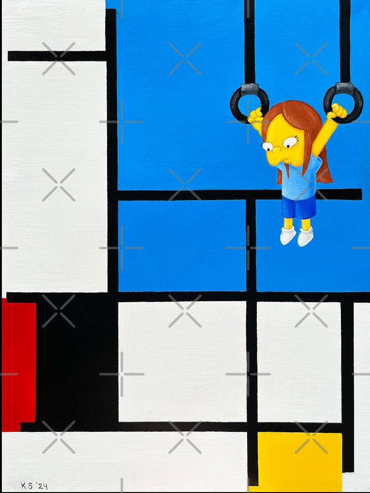 Fine Art Simpsons - I'd Like to Get Down Now (with Apologies to Piet Mondrian) by fineartsimpsons