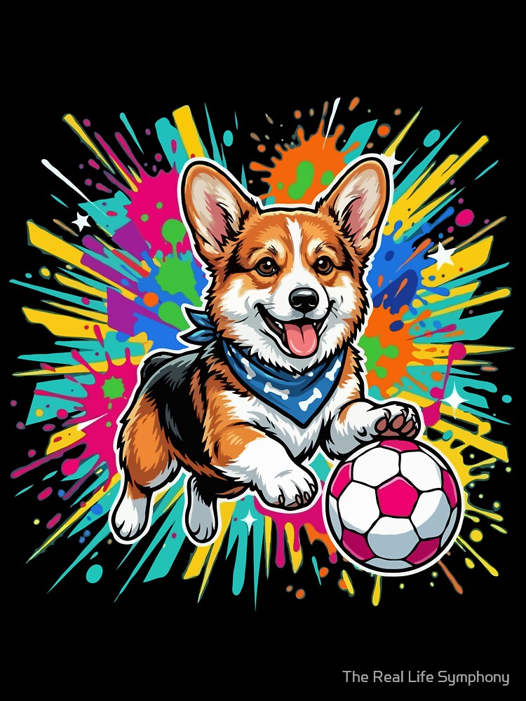 Pembroke Welsh Corgi Soccer Dog – Cute Football Puppy Gift for Dog Lovers by The Real Life Symphony