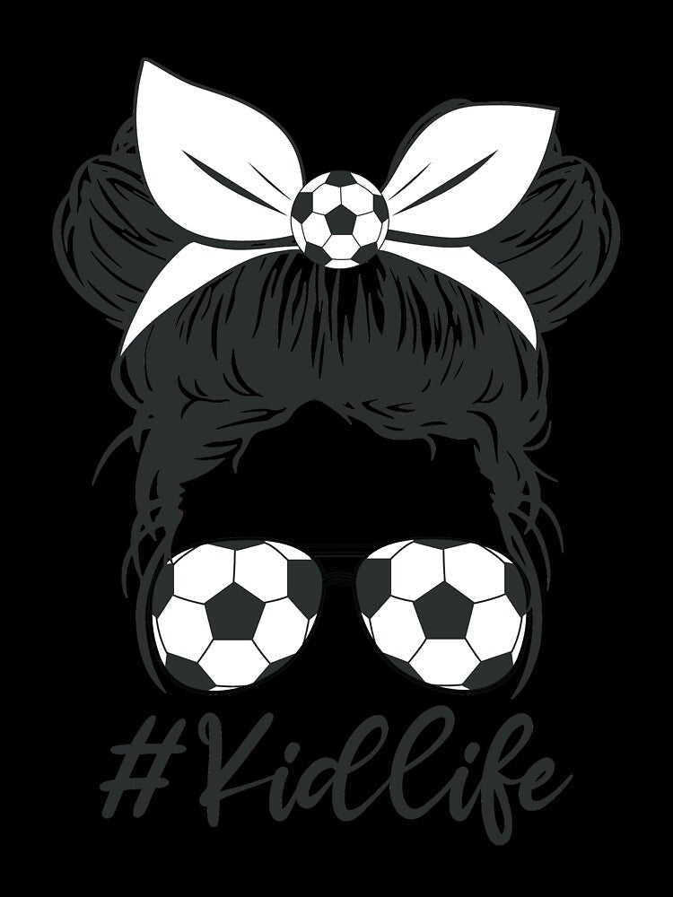 Soccer Kid Life Messy Bun Skull with Sunglasses Funny Soccer Lover Girls and Kids by clothesy7