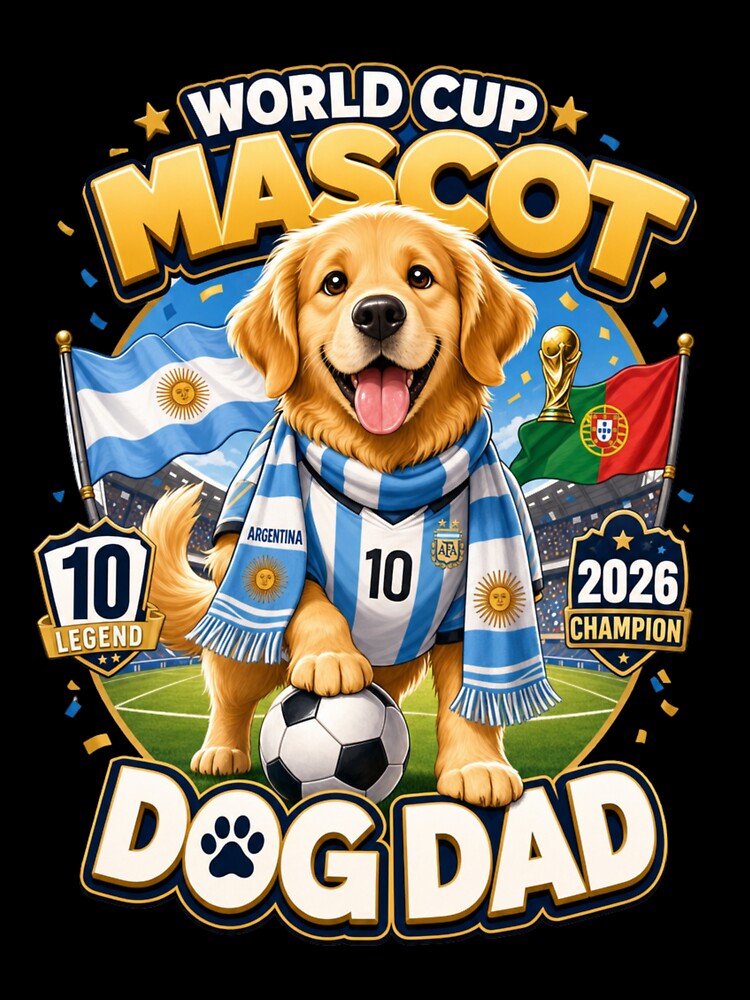 World Cup 2026 Mascot Golden Retriever Dog Dad Kawaii T-Shirt by Ashley critters