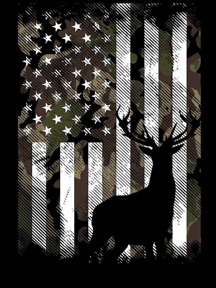 Camo US Flag Deer Elk Buck Camoflage Hunting Hunter Dad 	 Short Sleeve by maxieleratac