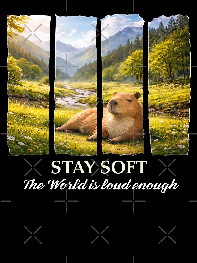 Stay Soft Capybara Aesthetic Calm Nature Mental Health T-Shirt by HOUSE OF TIST