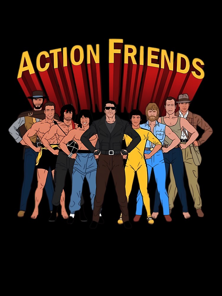 Action Friends Cartoon Illustration Of Action Heroes In Parody Style by AbishD