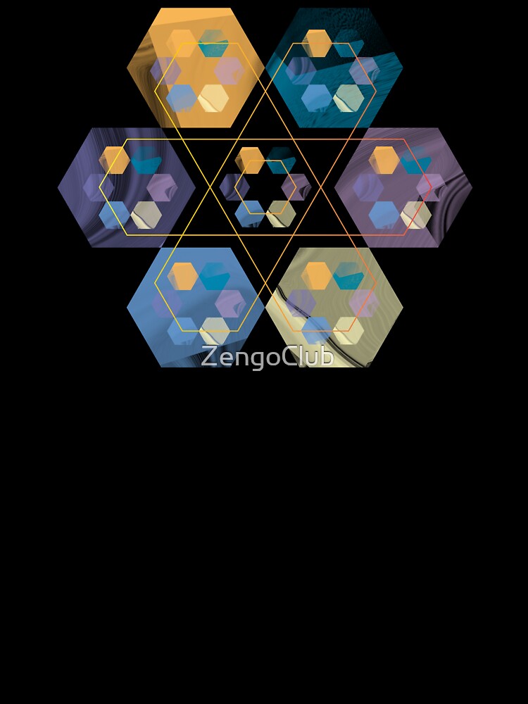 concentric Hexagonal design with gold texture by ZengoClub