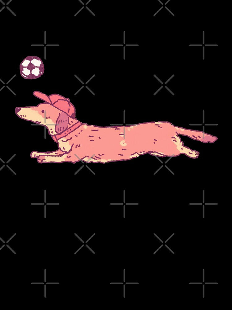 Soccer Football Dachshund, cap-wearing dachshund chasing a soccer ball by Magnificent Lizard