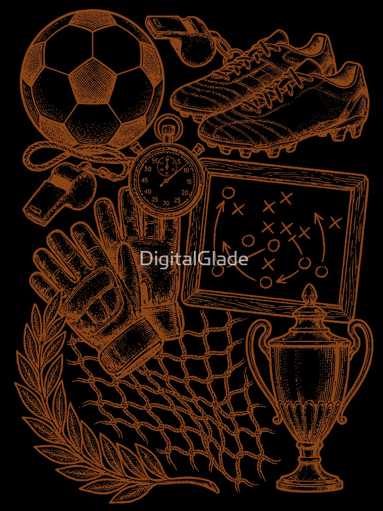 Sepia Soccer History - Vintage Rustic Engraving by DigitalGlade