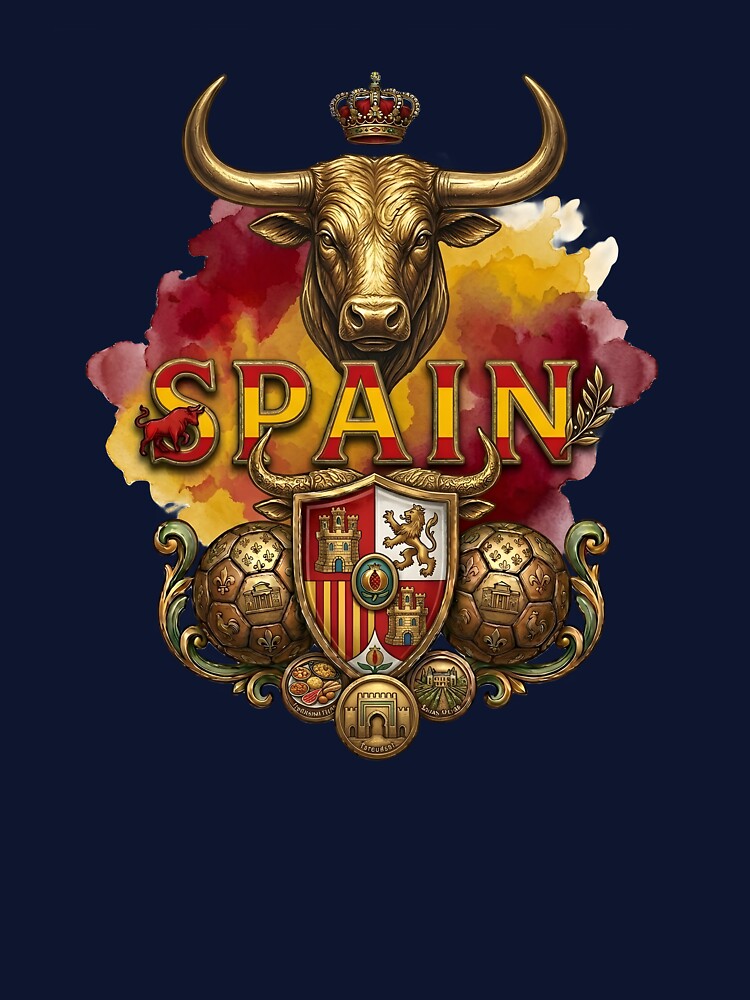 Spain Football Gold Emblem – Traditional Bull and Shield Sovereign Design by Lozarux