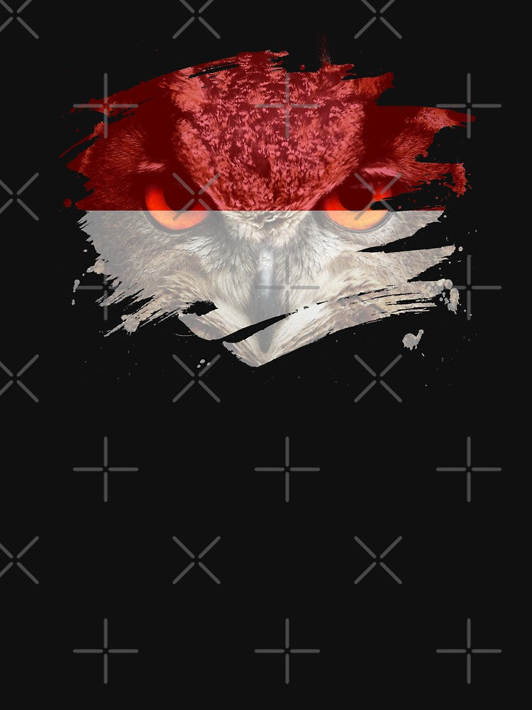 Indonesia Flag and Menacing Owl by ockshirts