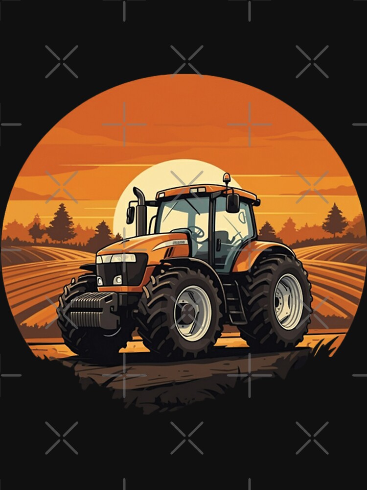 Farm field with tractor by GraphiQTees