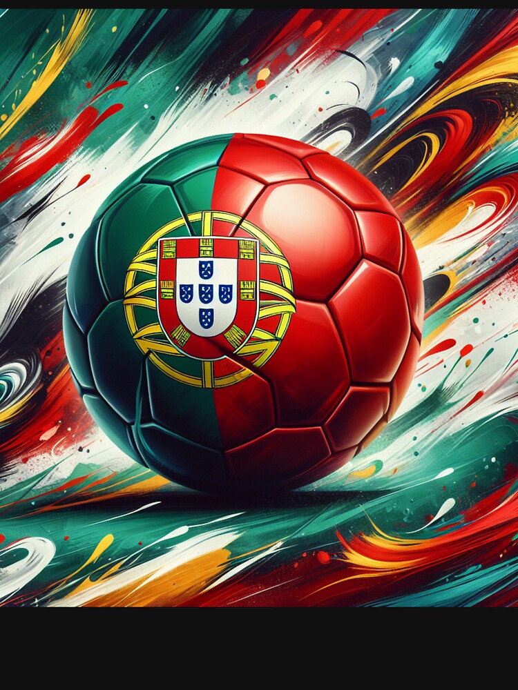Portugal Soccer Ball Art Dynamic Football Painting with Portuguese Flag Colors by ssmg80