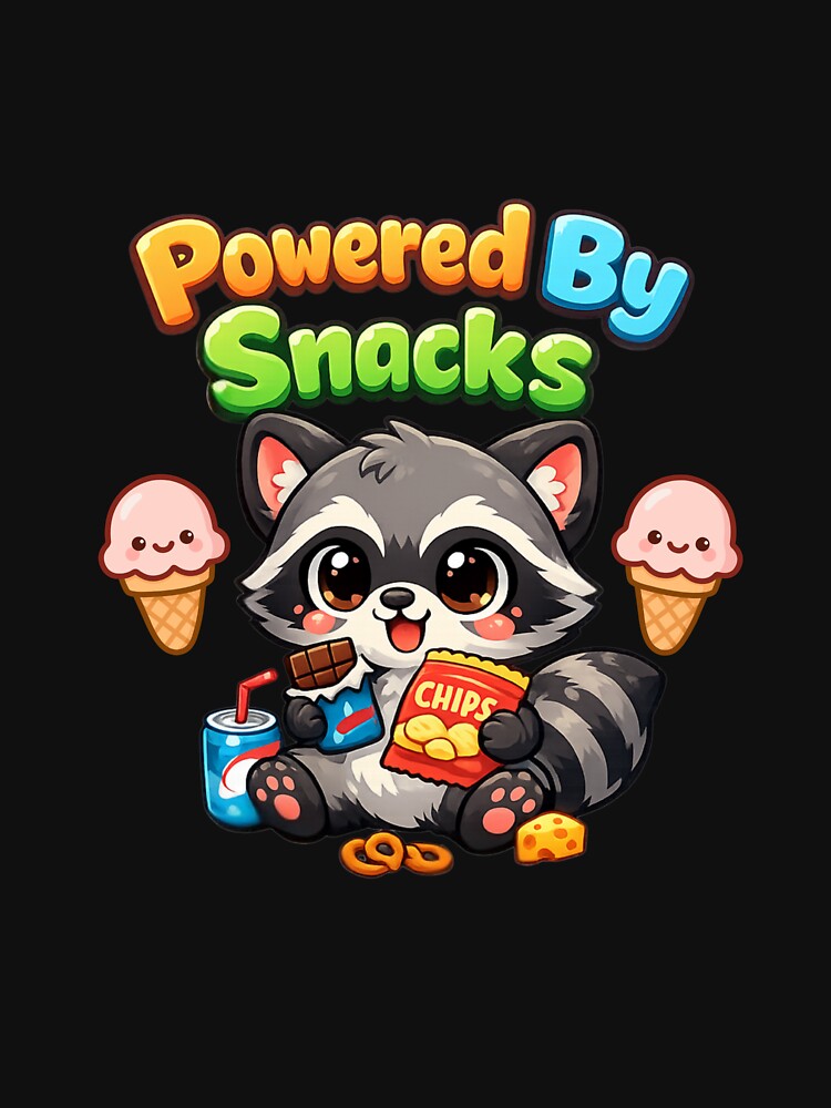 Powered by Snacks | Funny Food Humor T-Shirt by RALYSHOP