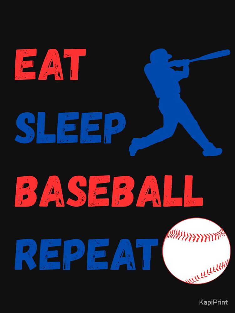 Eat Sleep Baseball Repeat – Vintage Batter Lifestyle Graphic Tee by KapiPrint