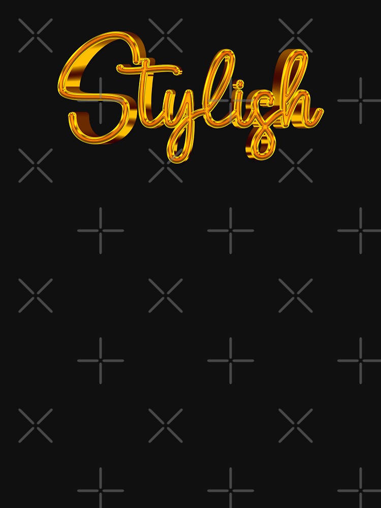 The Word Stylish in Shiny Gold Script Typography by Cawaiico