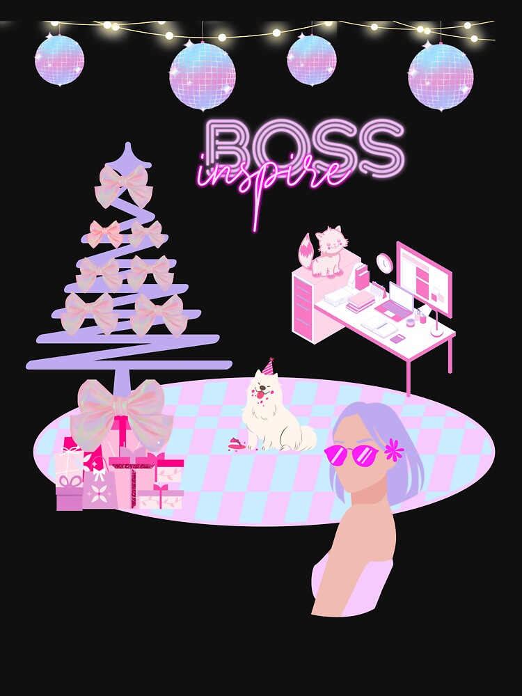 inspire BOSS purple hair lady Christmas wear Sweatshirt by joyfulartful