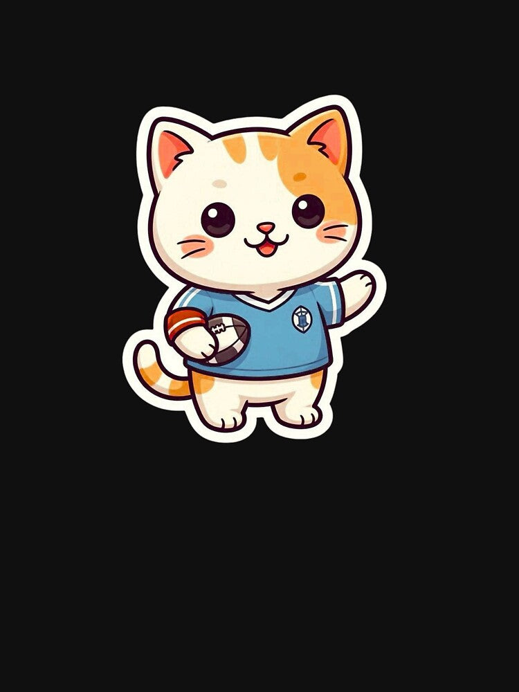 Cute Football Cat Sticker | Kawaii Soccer Kitty Cartoon | Sports Fan Animal Design by Pandey14