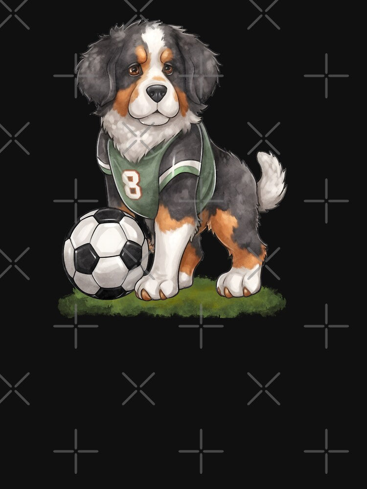 Buldog dog Playing Soccer by Playful Strokes pom@pom