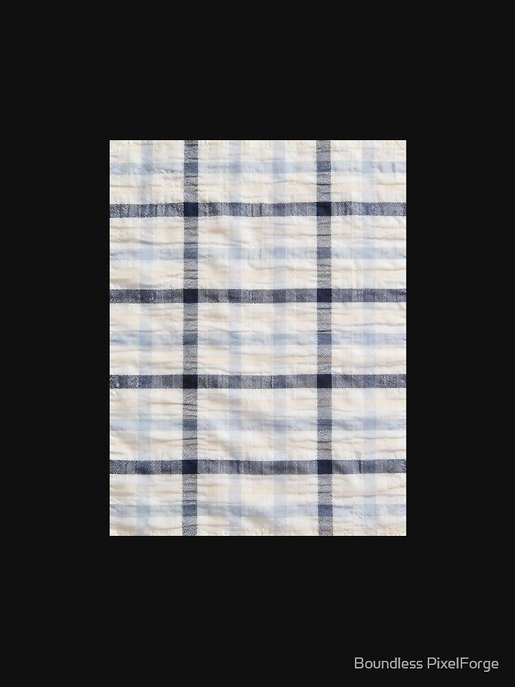 Blue and Cream Plaid Fabric by Boundless PixelForge