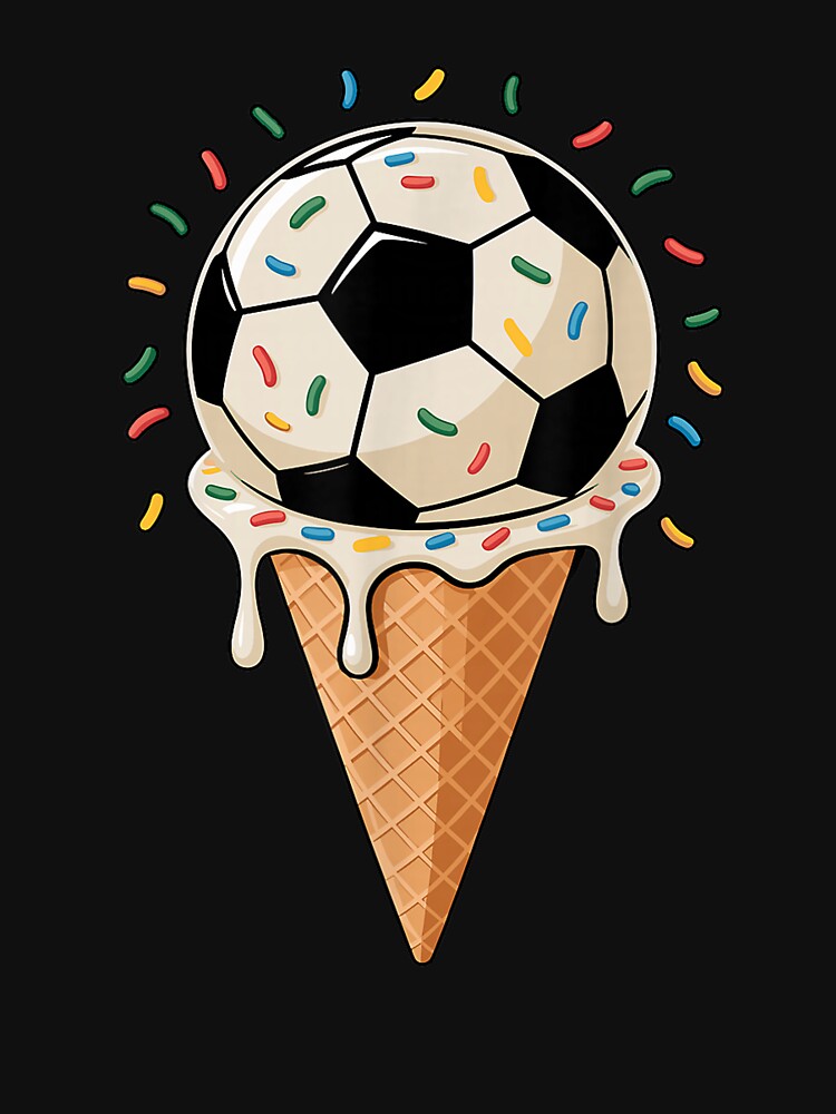 Funny Soccer Ice Cream Cone Summer Sports Player Melting Soccer Ball Design by kiralynstration