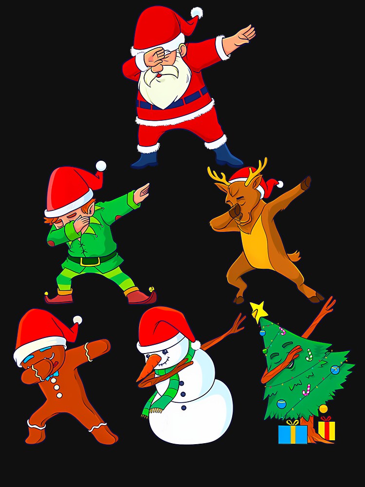 Dabbing Santa Elf Friends Christmas 	 Short Sleeve Funny Xmas Dab by anzaladamoyev
