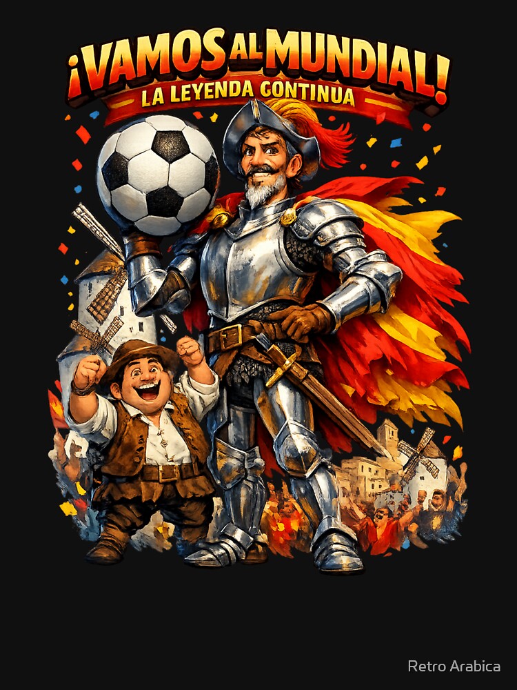 Spain World Cup 2026 Don Quixote Fan Shirt by Retro Arabica