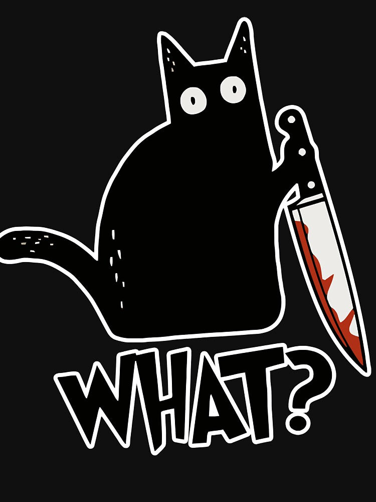 Cat What Murderous Black Cat With Knife Gift Premium Classic by rennakirkpat