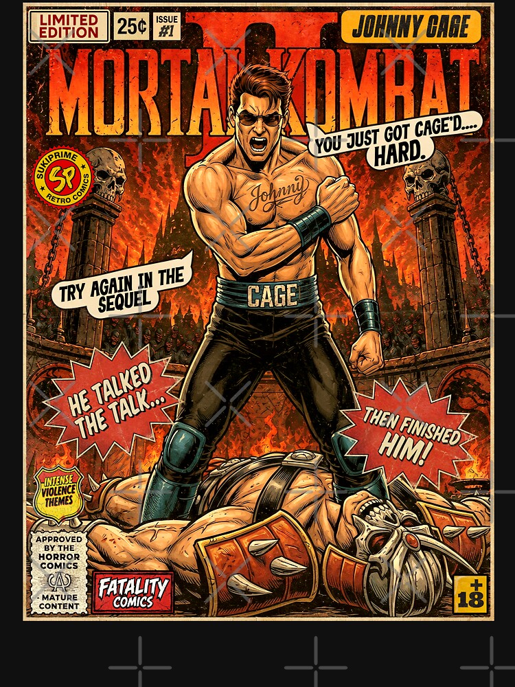 Mortal Kombat 2 Johnny Cage Vintage Retro Comic Cover Art by Back2Collage