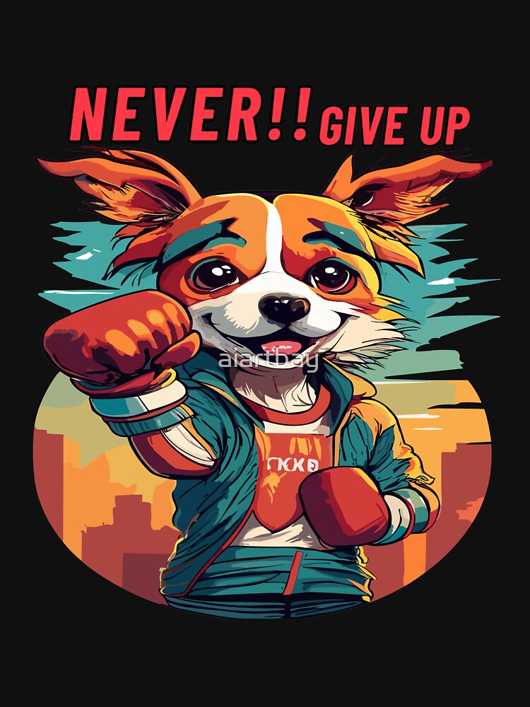 Never Give Up, Motivational Tee by aiartbay