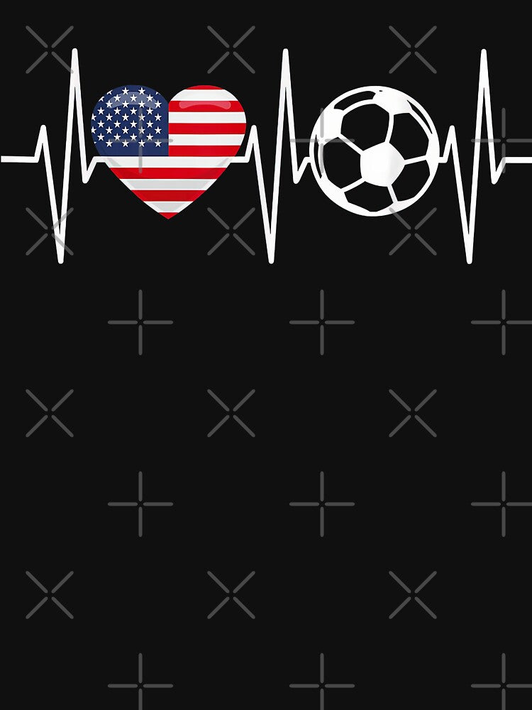 Soccer Is My Heartbeat USA American Flag Soccer Lover T-Shirt by 3liegy