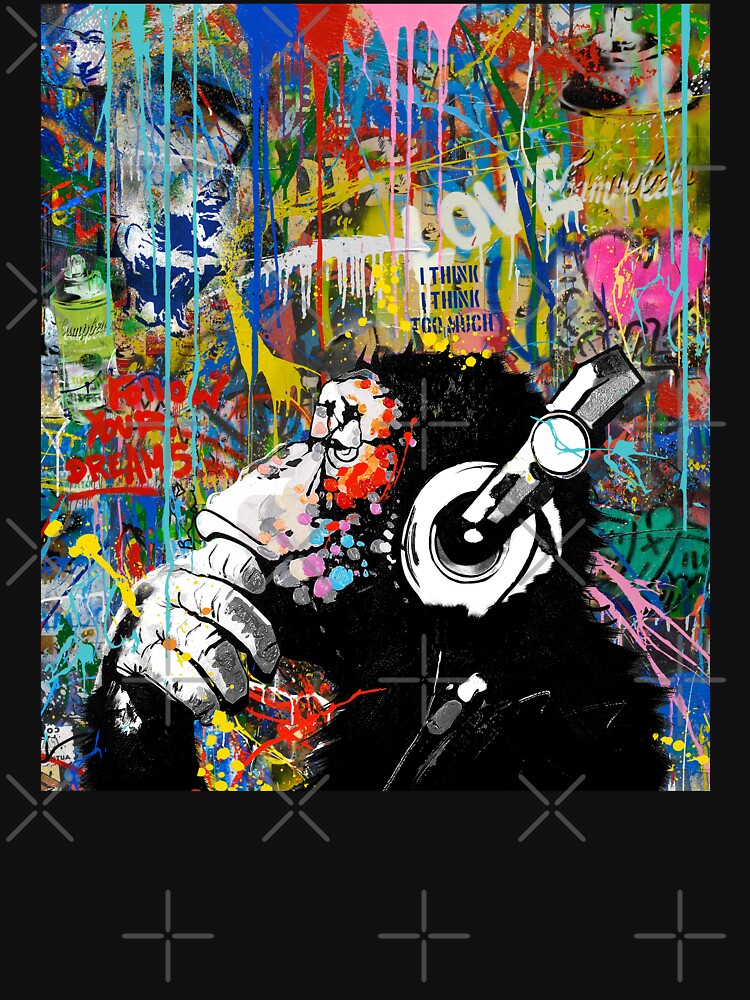 Monkey Thinker - Banksy Urban Contemporary Colorful Street Art -  DJ Chimp by WE-ARE-BANKSY