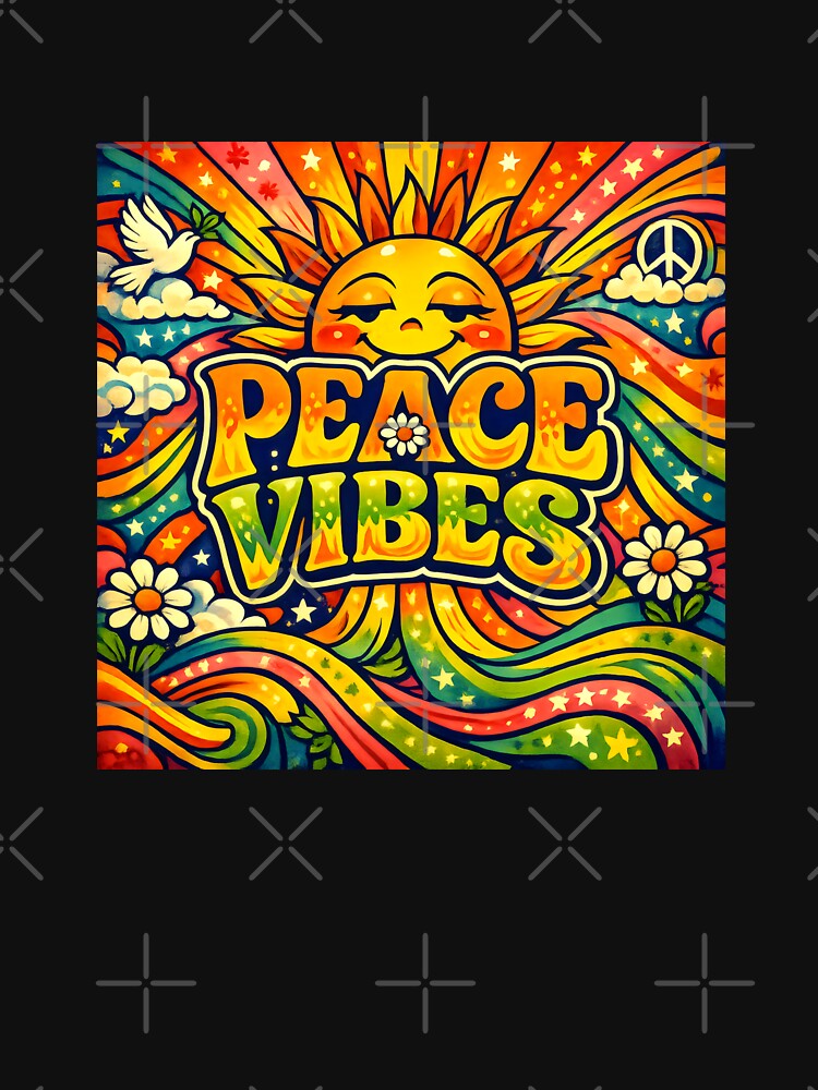 Peace Vibes Psychedelic Sun Retro by SplashTastic