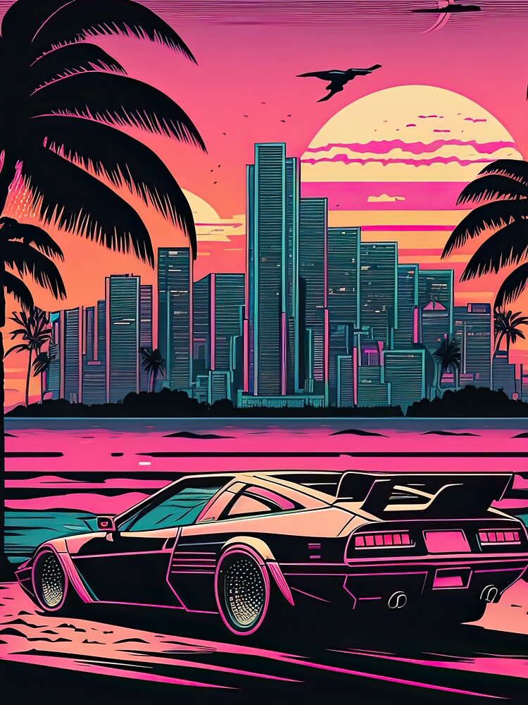 Miami Vice Retro Super Car - Vintage 1980s Nostalgia Design by RETRO1985