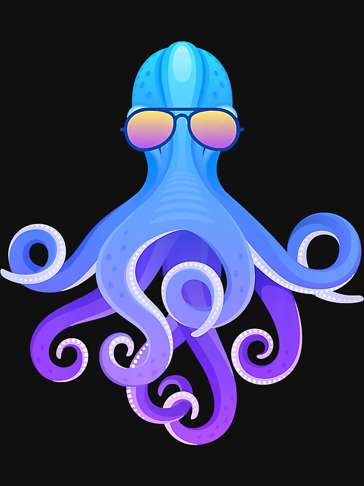 Gaint Octopus Wearing Sunglasses Premium T-Shirt by GrahamWalsh
