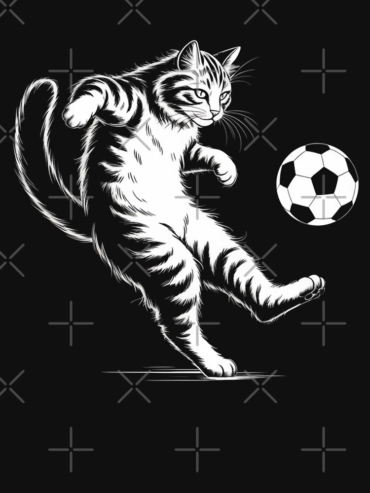 Soccer Cat - Cute Cat Kicking a Soccer Ball Design by Gogetgiggles
