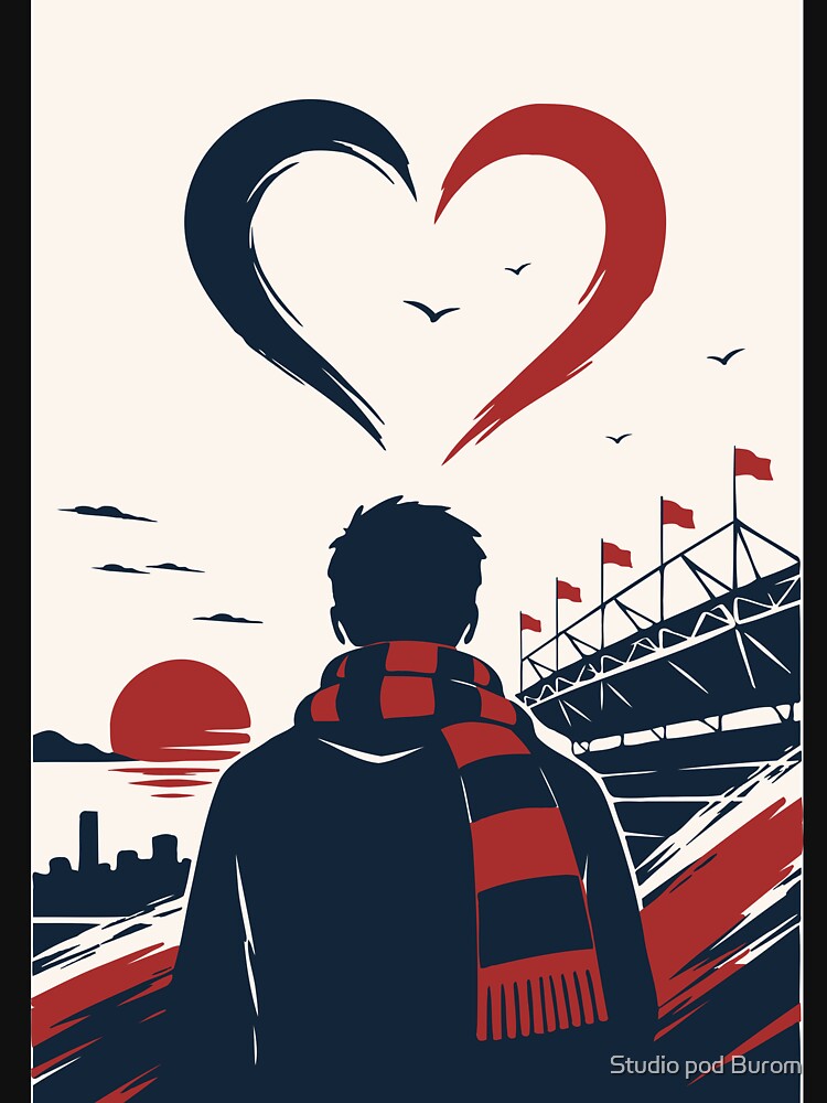 Football Stadium Love Print, Soccer Fan Art, Minimalist Football Poster, Supporter Artwork, Stadium Passion Decor by Studio pod Burom