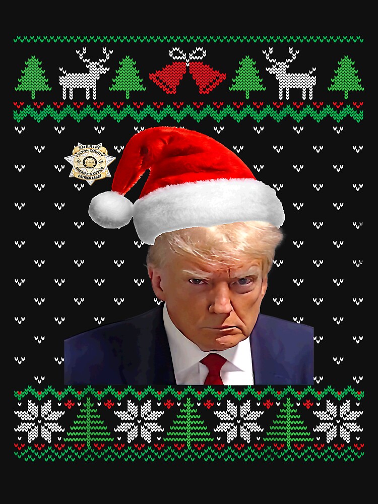 Official Donald Trump Mug Shot Ugly Christmas T-Shirt, Trump Mug Shot Crew Neck Christmas Sweatshirt, Instant Camera, Ugly Sweater, Holiday Party Shirt by conne89